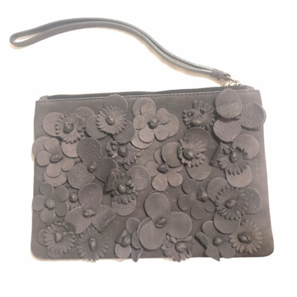 Punto fibbia 3D floral flower leather wristlet clutch bag
